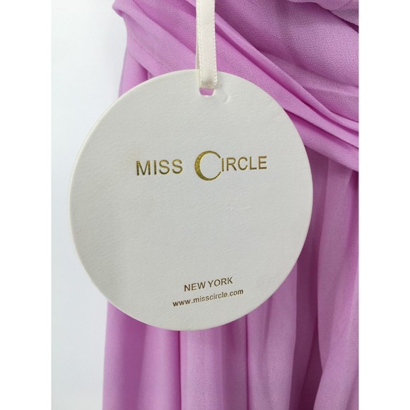 NWT Miss Circle Womens Lilac Grecian Cross Chiffon Gown Sz Small Pleated Slit - Picture 3 of 7